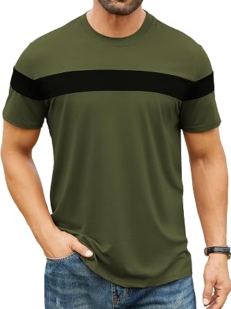 Hardaddy Mens Short Sleeve Tee Color Block Crew Neck Pullover Casual Basic Shirts