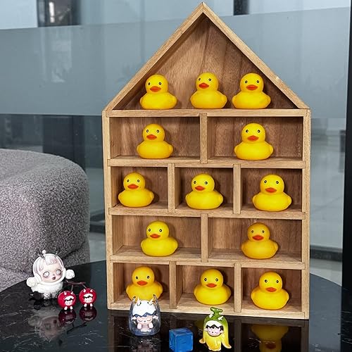 Miniatura 6 de TANG SONG Caja de almacenamiento organizadora de 11 piezas en forma de casa de madera con forma de casa (marrón oscuro)