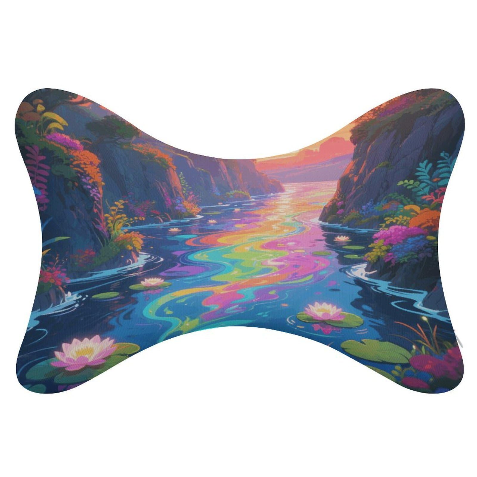 VstaDank Shining River Car Pillow Soft Car Neck Pillow Breathable Dog Bone Shaped Travel Neck Pillows Washable Removable All-Season Universal Cars Head Rest Pillows