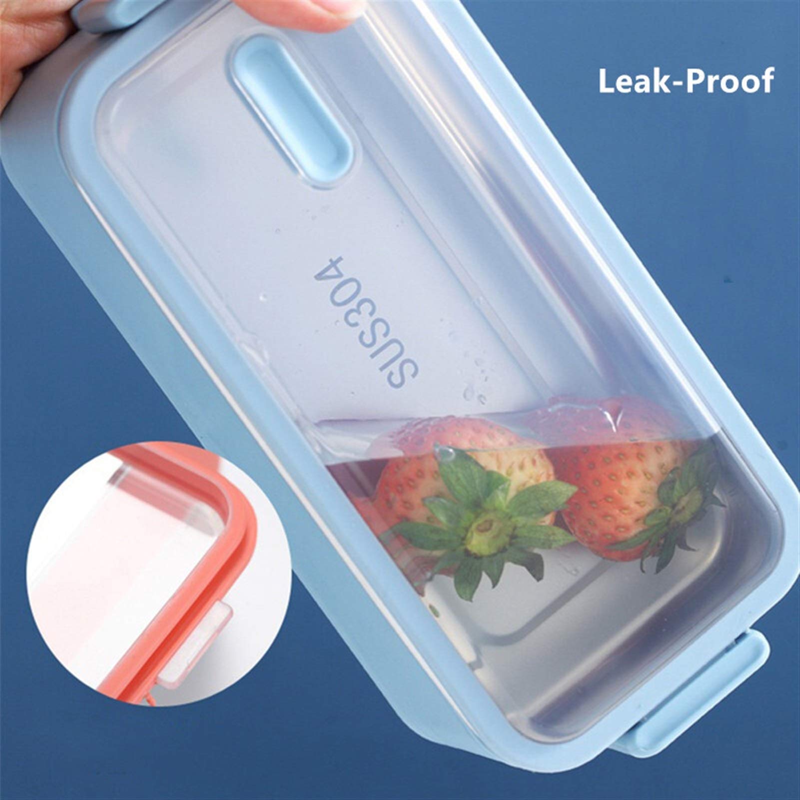 Fiambrera de Acero Inoxidable de Doble Capa de 1100 ml, a Prueba de Fugas, Apta para microondas, para Adultos y Estudiantes (Azul).