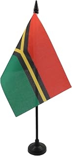Vanuatu Table Flag 4'' x 6'' - Vanuatu Desk Flag 15 x 10 cm - Black plastic stick and base - AZ FLAG
