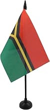 Vanuatu Table Flag 4'' x 6'' - Vanuatu Desk Flag 15 x 10 cm - Black plastic stick and base - AZ FLAG