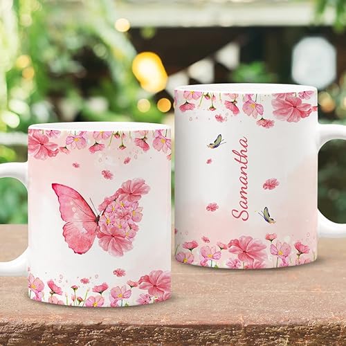 Miniatura 3 de Wassmin Taza de mariposa personalizada con diseño de mariposa, regalos para mujeres, niñas, adolescentes, lindos animales, tazas de café, tazas de