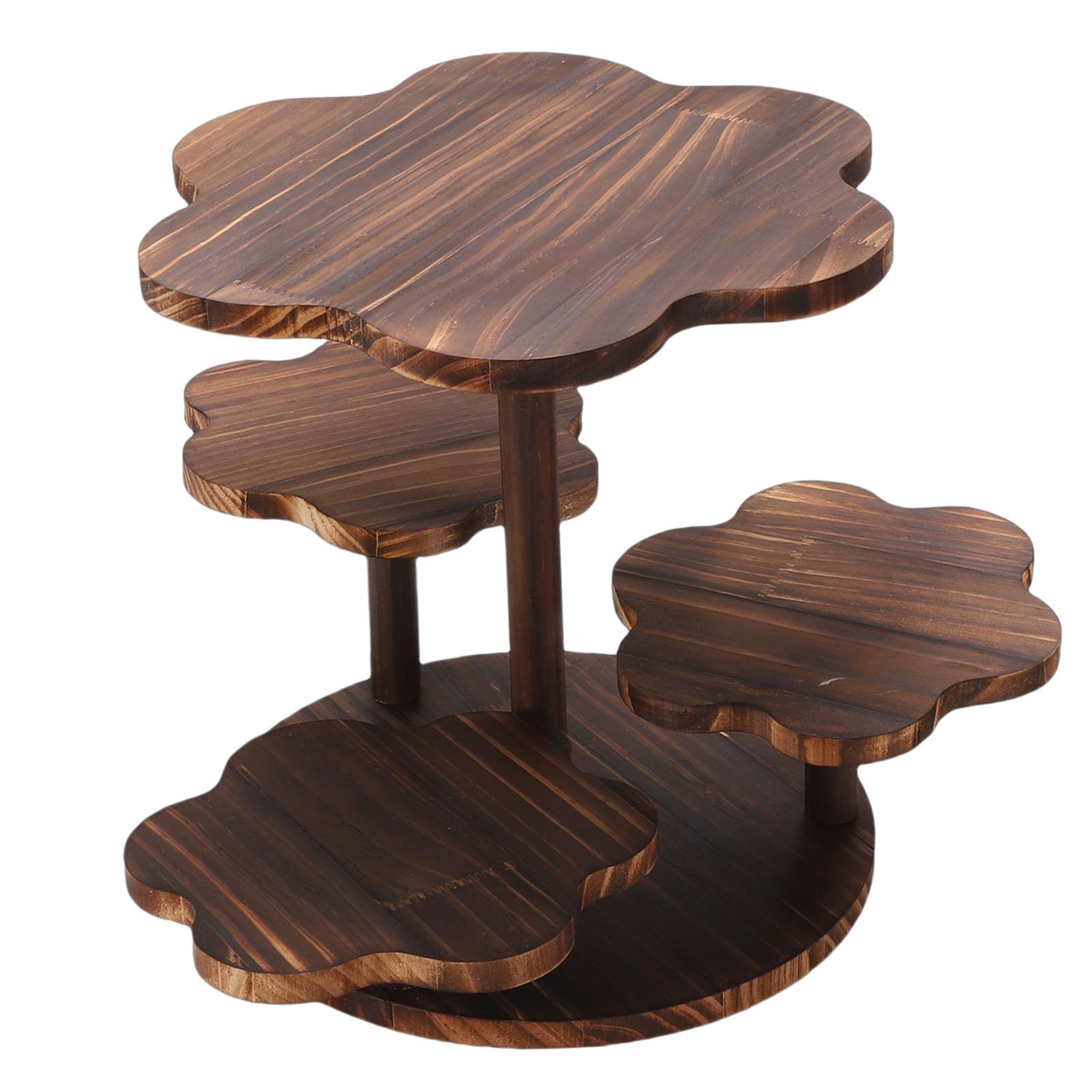 Alzata per Cupcake in Legno a 4 Livelli a Forma di Fiore, Lucida, per Matrimoni, Compleanni, Supporto per Torre da 24 Cupcake per il Tea Party