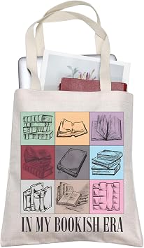 TOBGBE Bookish Merch For Book Lovers In My Bookish Era Canvas Bag Reading Teacher Gifts Book Gifts For Women Bookish Tote