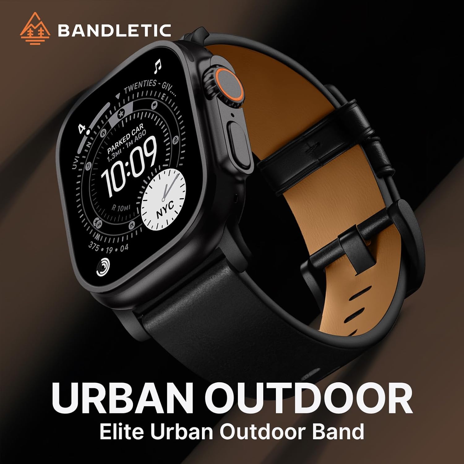 Bandletic Compatible with Apple Watch Bands for Men Women, Soft Genuine Leather Band Replacement Strap for iWatch 49mm(Ultra 3/2/1),46mm(11/10),45mm(9/8/7),44mm(SE3/SE2/SE/6/5/4),42mm(3/2/1) - Image 2