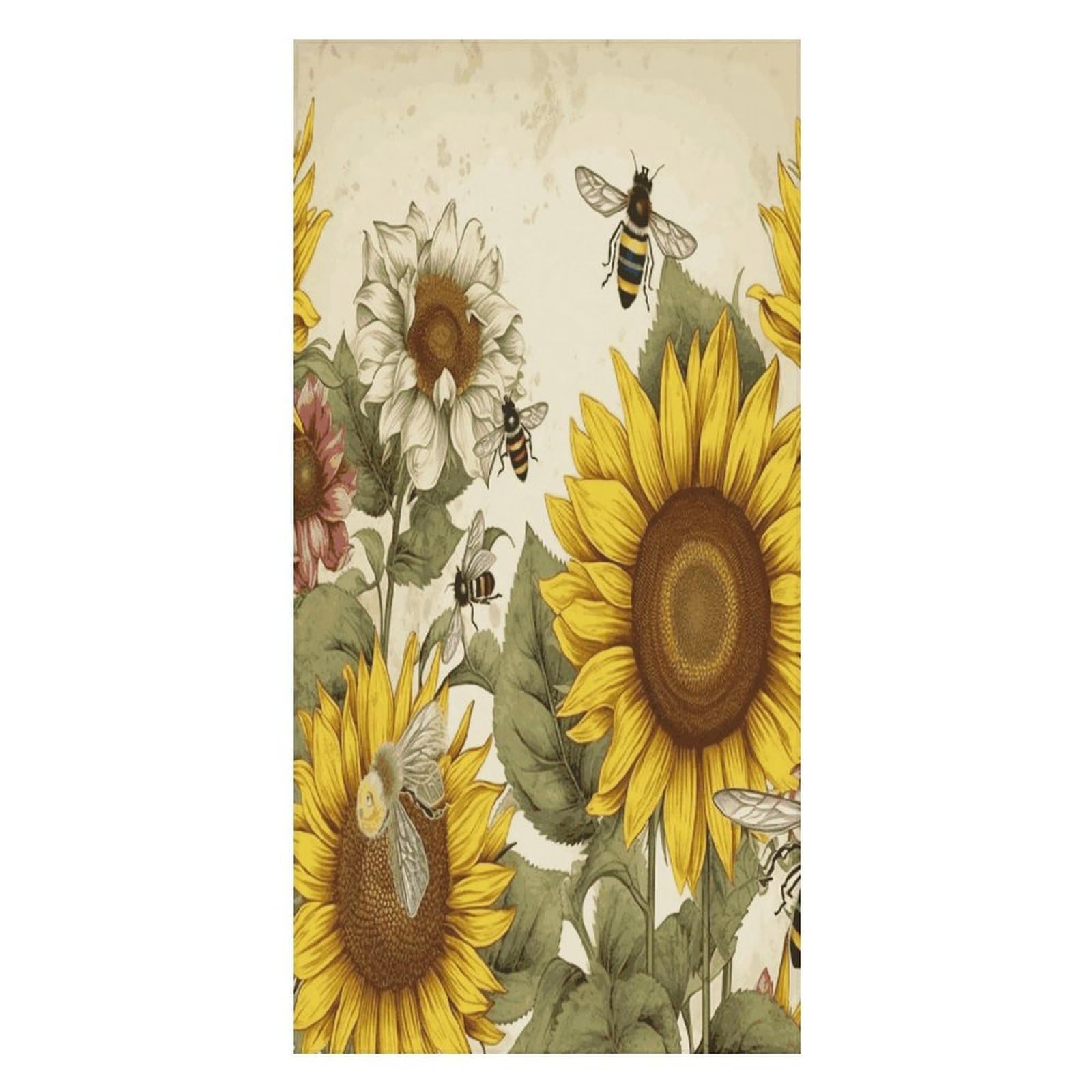 JTREHY Bees Sunflowers Daisy Rose Flowers Beach Towel Extremely Soft Oversized Towels Lightweight Sports Absorbent Bath Towel Suitable 160"x80" for Swimming Camping Beach
