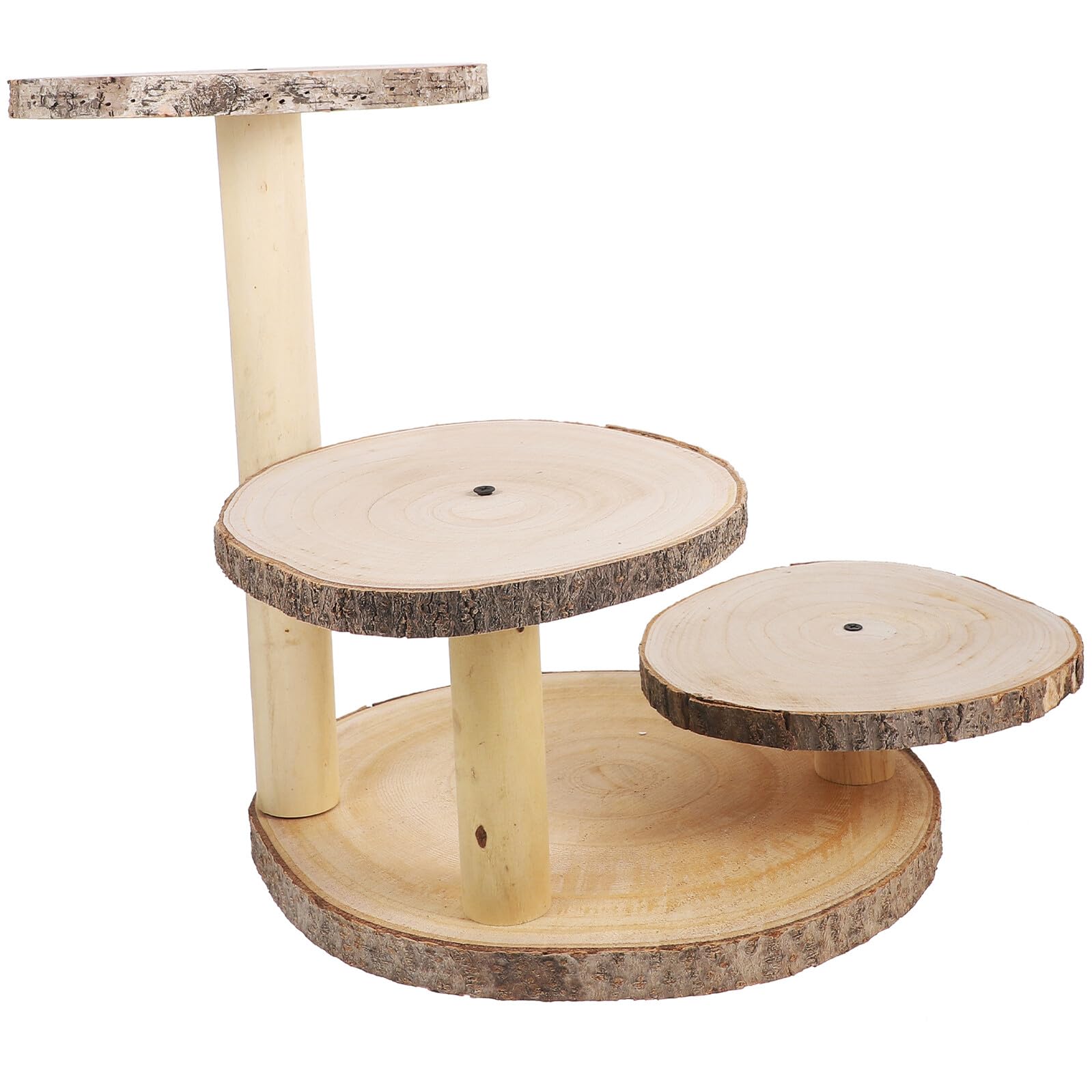 Présentoir à Cupcakes en Bois 3 Niveaux Couleur Khaki 1 Pièce | Style Rustique Minimaliste, Usage Polyvalent pour Mariages et Anniversaires, Facile à Nettoyer