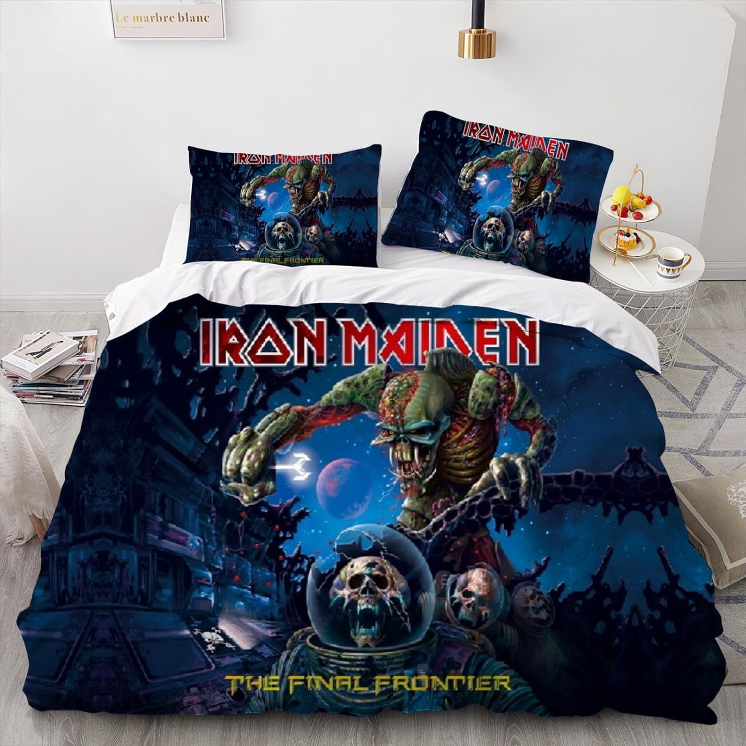 KHIRY Iron Maiden Bedding Set 3D Iron Maiden Duvet Cover set 3 Piece set Soft Microfiber Quilt