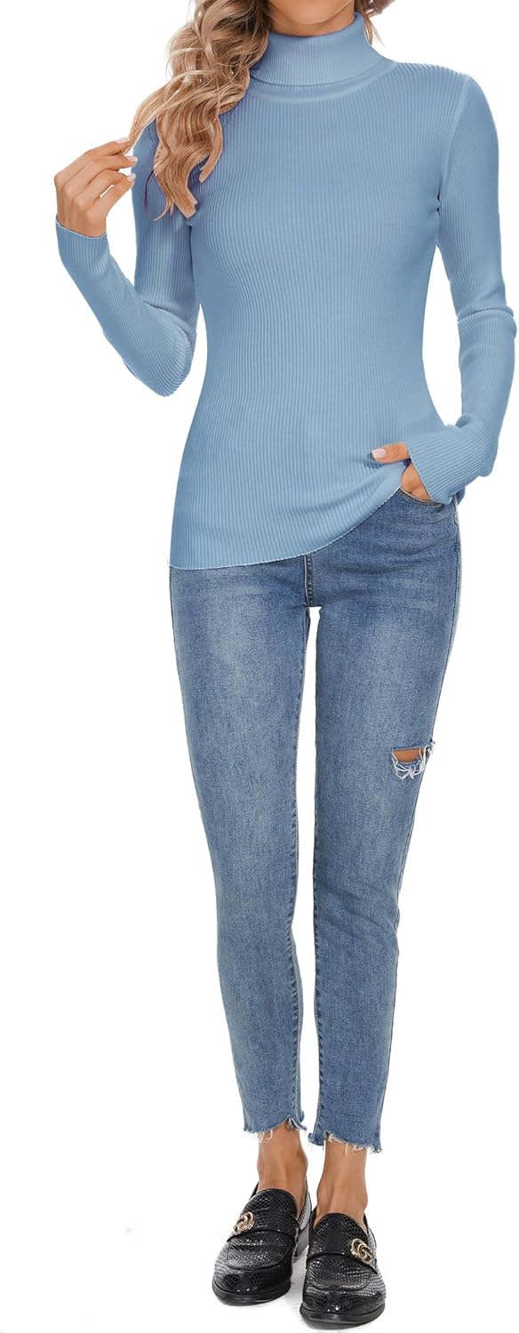Turtleneck Sweaters for Women Ribbed Long Sleeve Pullover Sweater Slim Fit Jumpers Casual Trendy Knit Tops - Image 6
