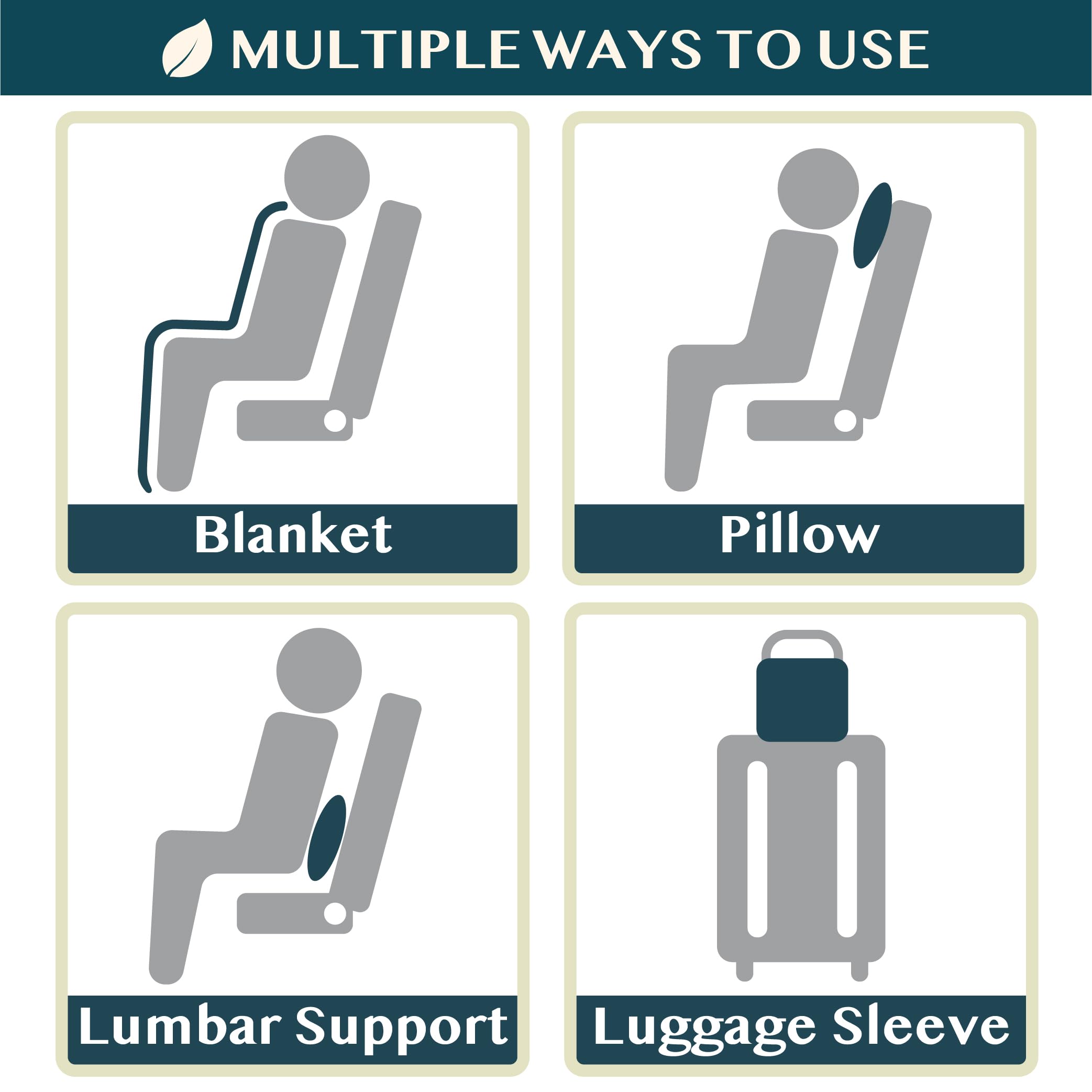 PAVILIA Travel Blanket Compact, Airplane Packable Bag, Soft Fleece Portable Throw Pillow Combo Set, Plane Flight Car Trips Essentials Gift Accessories, Luggage Backpack Clip, Purple, 65 x 40 Inch