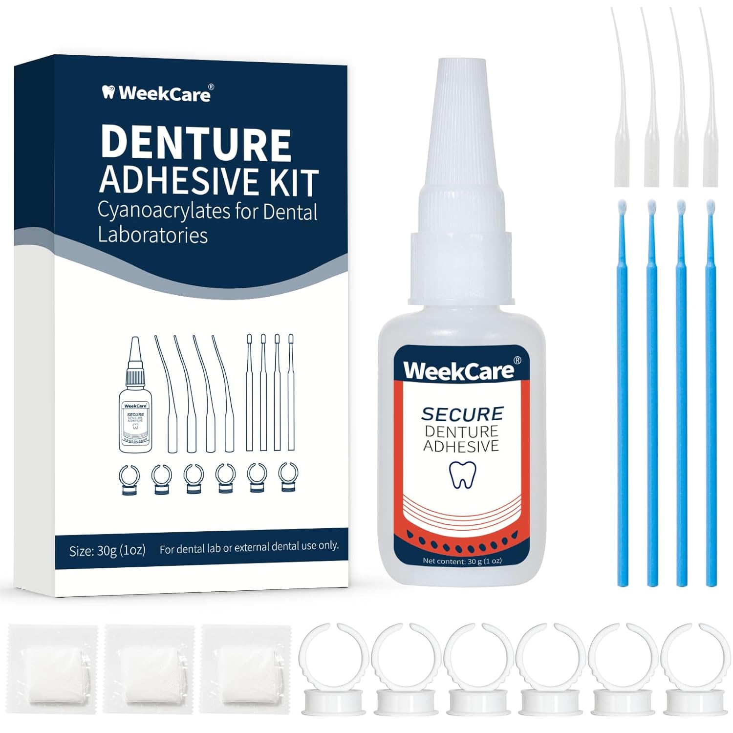 Dental Lab Denture Repair Glue (1oz) - Fast-Setting, Instant Bonding Adhesive for Broken Dentures and Teeth Repair - Strong Bond for Securely Fixing Cracks Instantly Lasting Days to Weeks