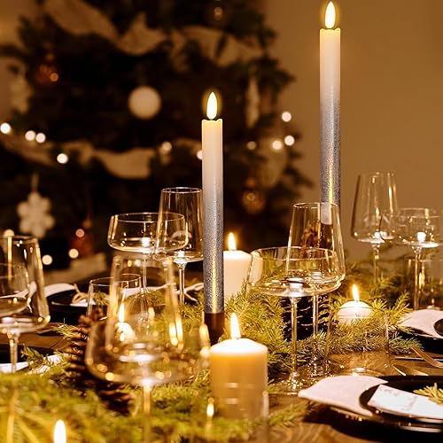 Miniatura 2 de Wondise Velas cónicas sin llama con control remoto y temporizador, velas LED parpadeantes de cera real de 9 pulgadas, funcionan con pilas, para