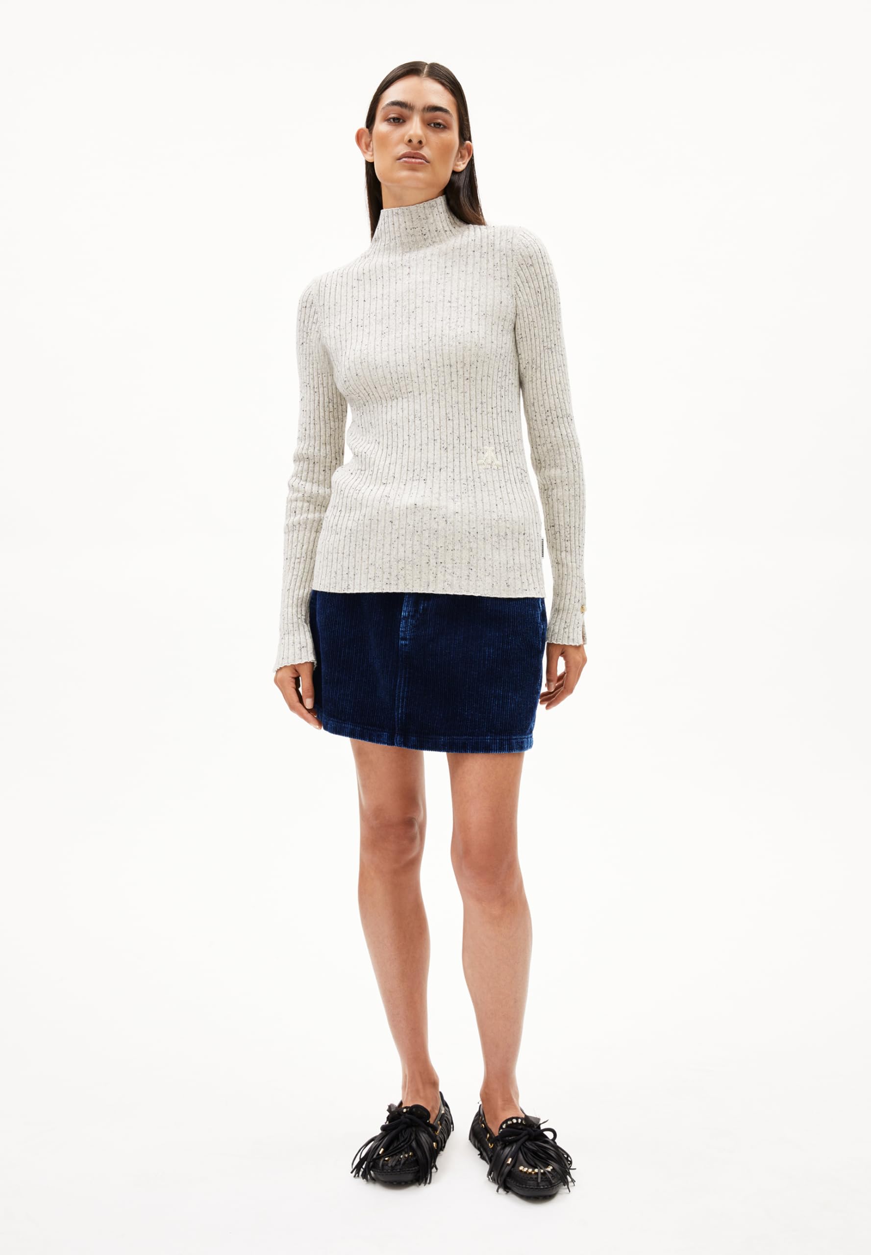 ARMEDANGELS Jersey para mujer de mezcla de lana orgánica reciclada, Aania Tweed Fitted