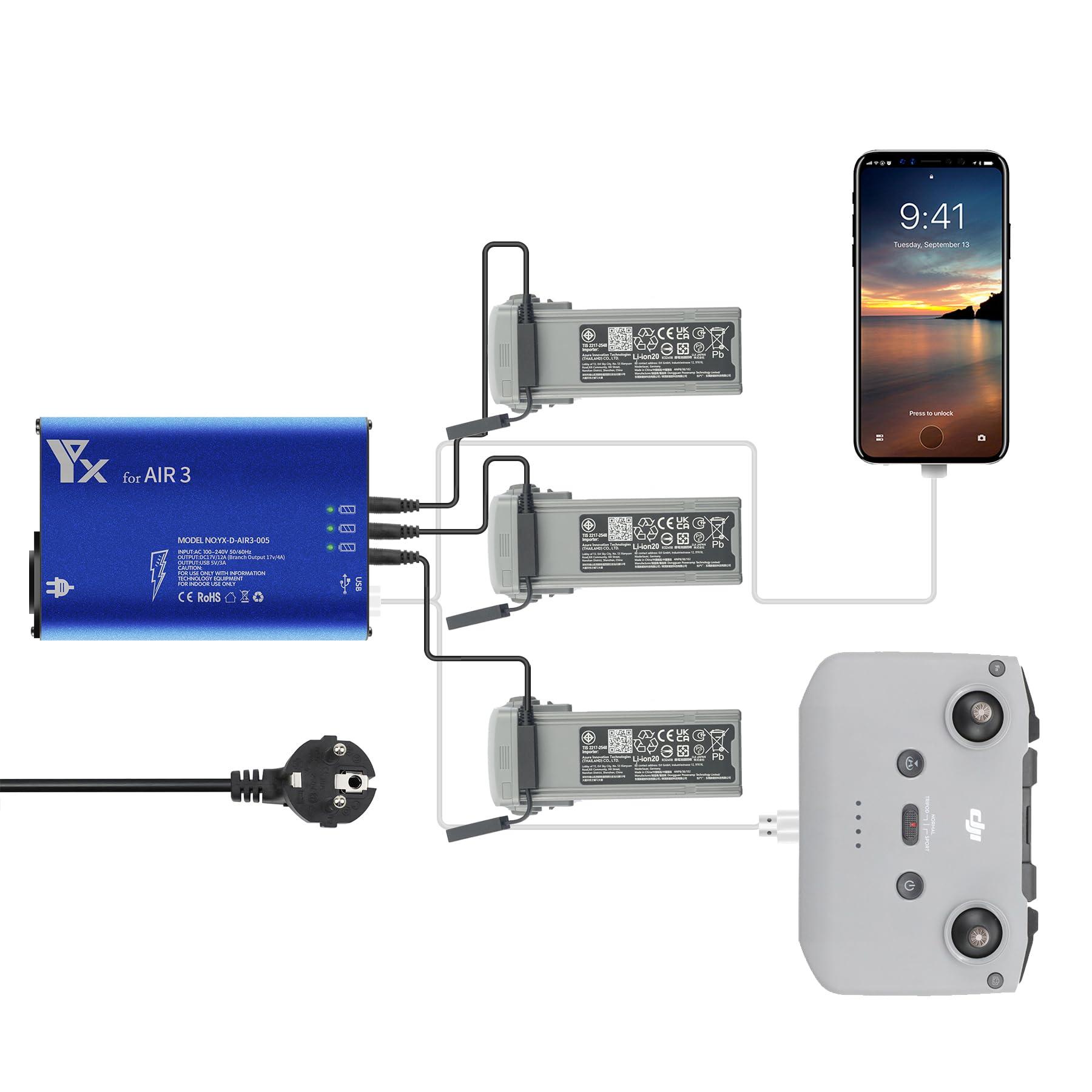 LYONGTECH Akku LCD Kfz Ladegerät für DJI Mavic 3 Classic/Pro,Mavic 3 LYONGTECH Akku LCD Kfz Ladegerät für DJI Mavic 3 Classic/Pro,Mavic 3