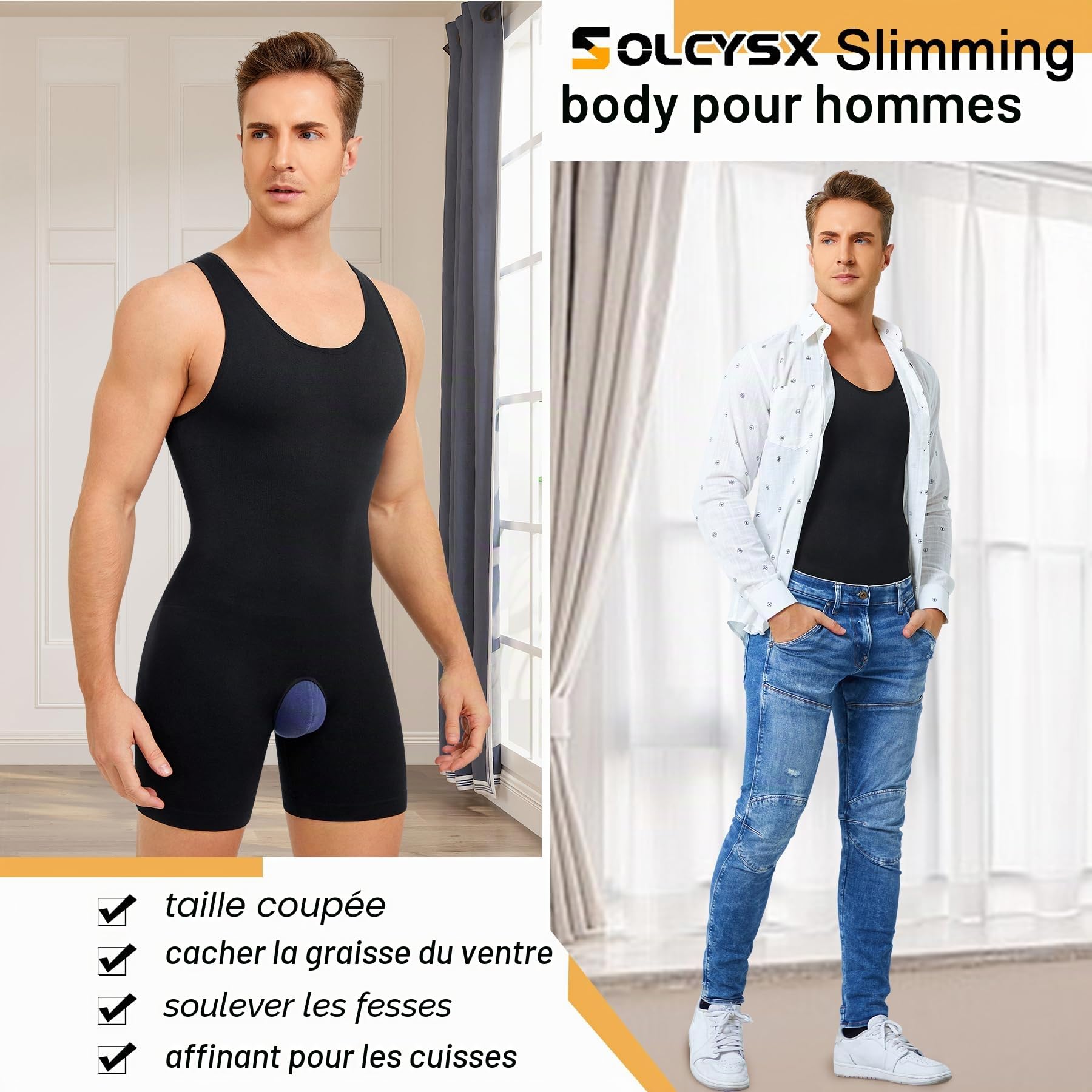 Sous-vêtement de compression gainant et amincissant sans manches pour homme Fajas para Hombres