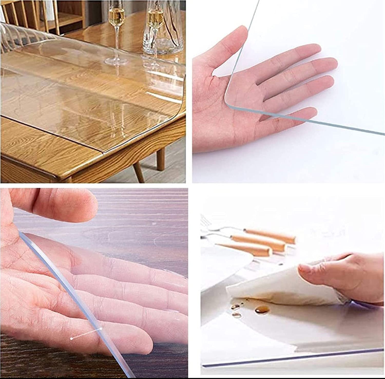 CTable Protector- Funda protectora de 2 mm de grosor, impermeable y resistente al aceite, para cocina, mesa de comedor y mesas auxiliares, lavable, resistente a los arañazos, 150 x 210 cm