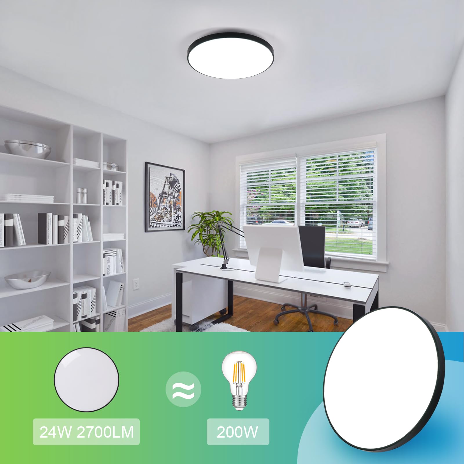 2 Piezas Plafon LED Techo 24W, Lampara de Techo Blanco Frío 6500K