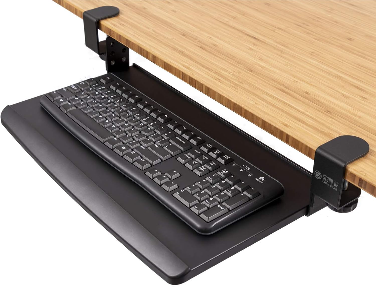 Stand Up Desk Store Compact Clamp-On Retractable Adjustable Height Under Desk Keyboard Tray (Small, 24.5" Wide) : Office Products