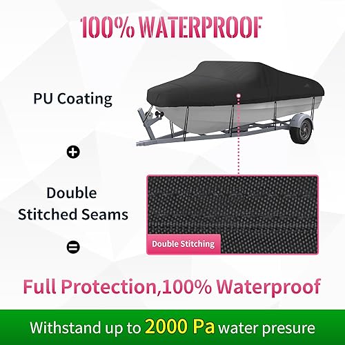Miniatura 4 de NEXCOVER - Cubierta para lancha impermeable y resistente cubierta de lancha remolcable Runabout, apta para cascos V-Hull, TRI-Hull, Pro-Style, bote