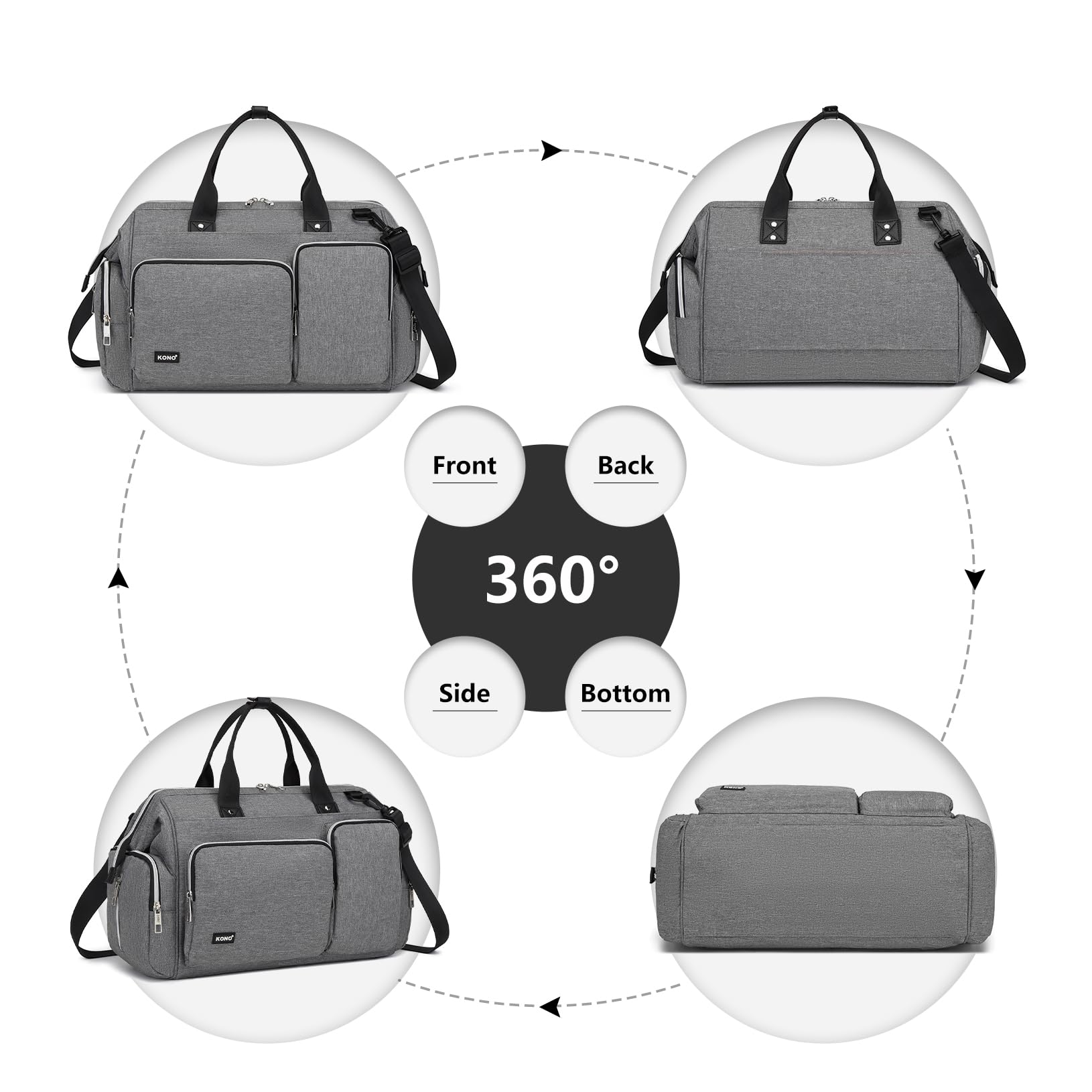 KONO Borsa per pannolini per mamma e papà, grande borsa da viaggio con fasciatoio