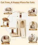 Cat Tree, Kitten Cat Tower for Indoor Cat, Small Cat Tree with Sisal Scratching Posts and Top Perch, Condo with Jump Platform, Cat Furniture Activity, Beige PMT01BW