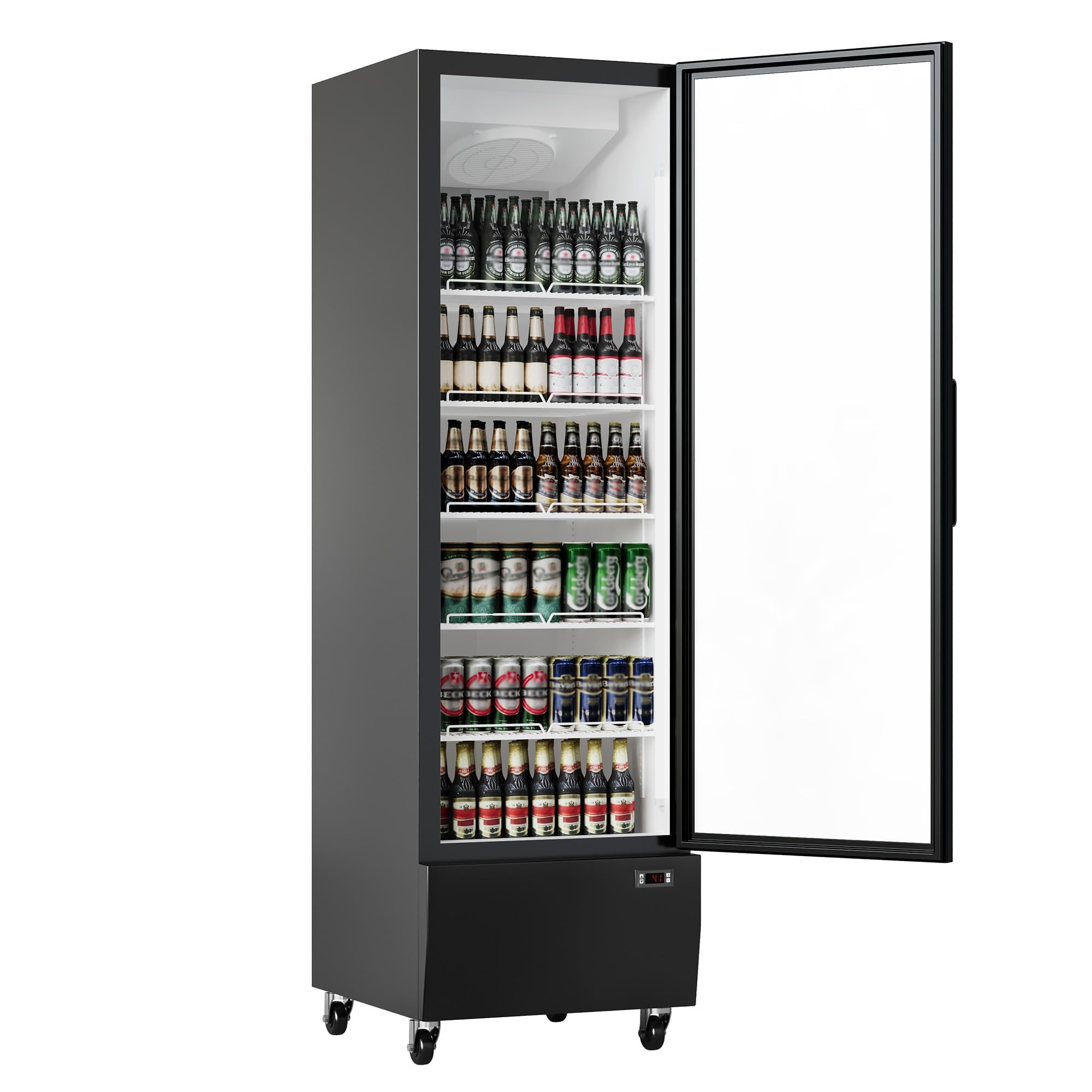 Photo 1 of IDEALHOUSE Commercial Merchandiser Refrigerator, 13.4 Cu.Ft, Glass Door, Beverage Cooler, 5 Adjustable Shelves, Bar Fridge, Commercial Display, Large Capacity, Black, For Restaurant, Store, Bar
