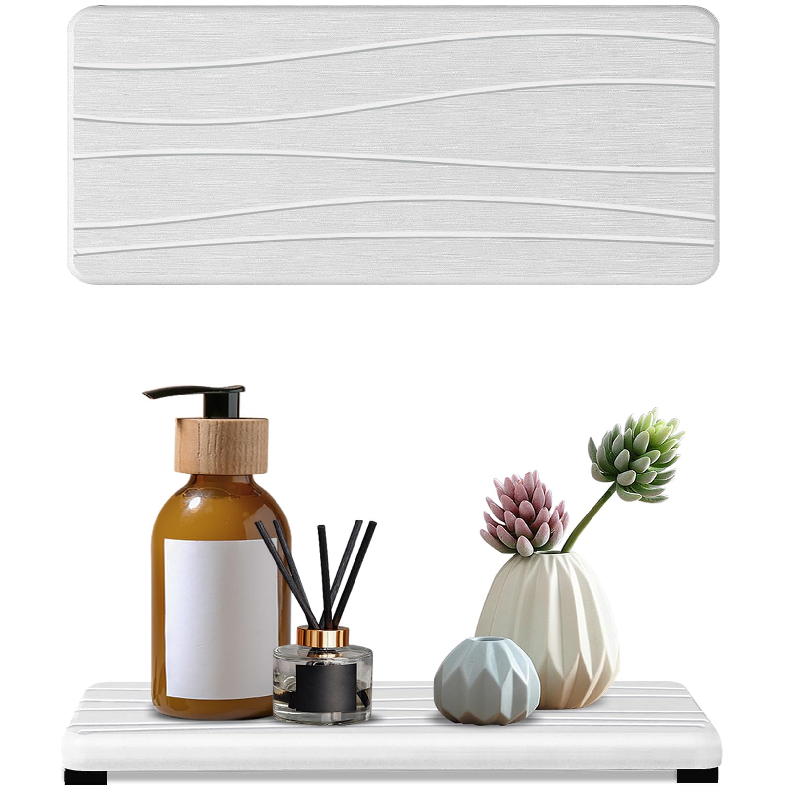 2PCS Water Absorbing Stone Tray, Fast Drying Stone Sink Tray, Water Absorbent Diatomite Trays, Stones Soap Trays, Diatomite Coasters for Kitchen Sink Bathroom Counter, Hand Soap Dish &amp; Holders