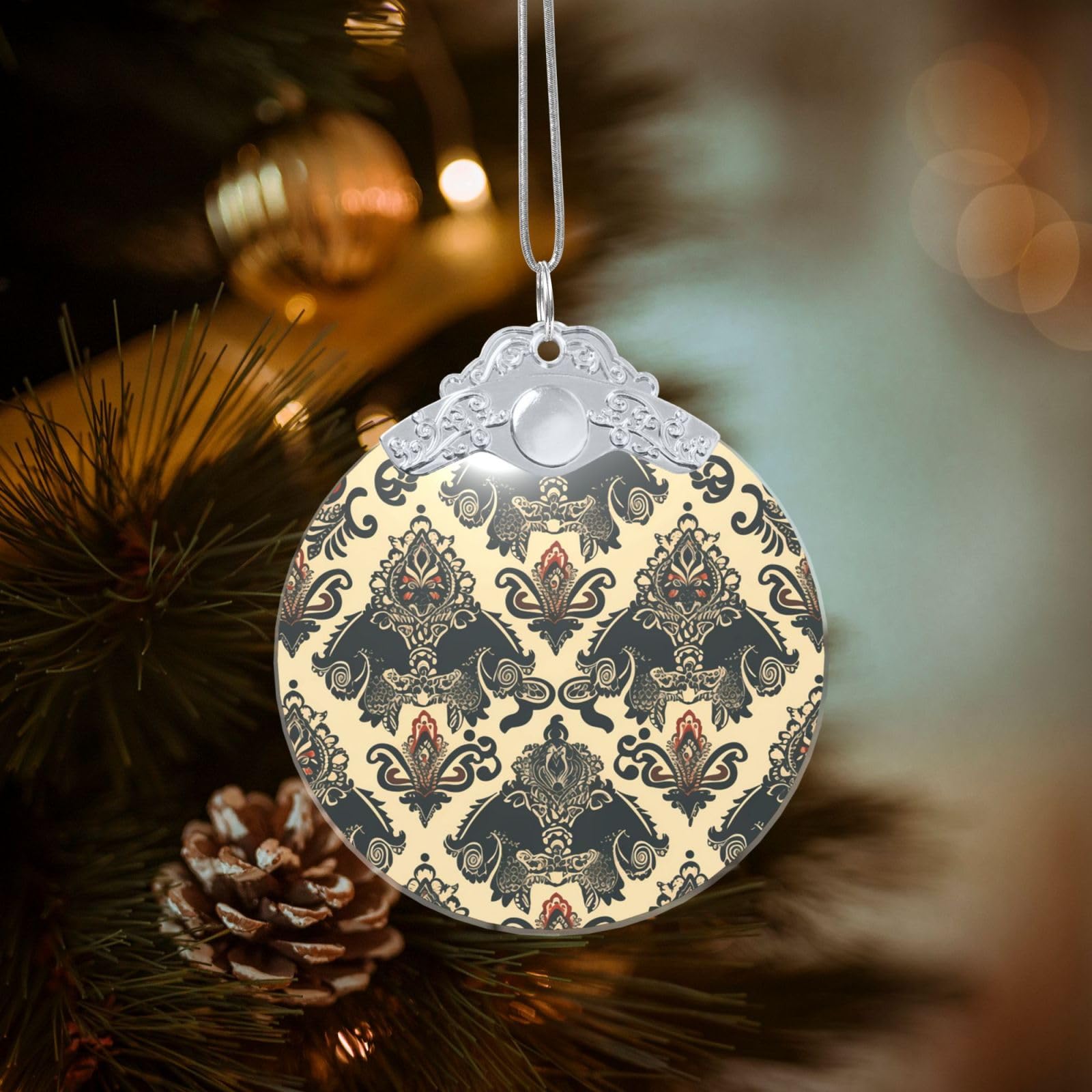 Crystal Christmas Ornaments for Christmas Tree Decoration Hanging Asian Elephants Ornament with Gold Ribbon Crafts Round Pendant for Keepsake Gifts Glass Xmas Decor Party Supplies