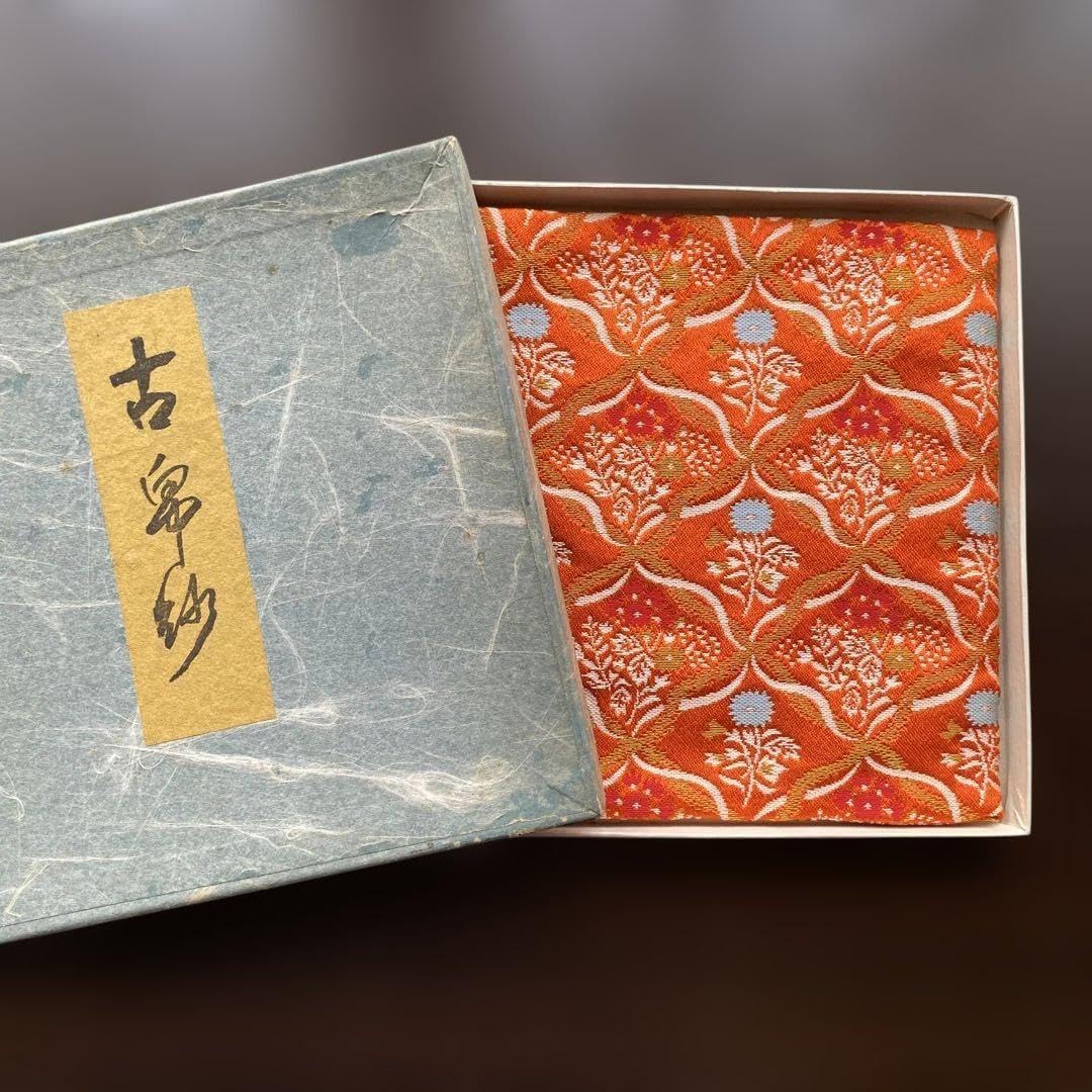 茶道 古帛紗 オレンジ 花柄