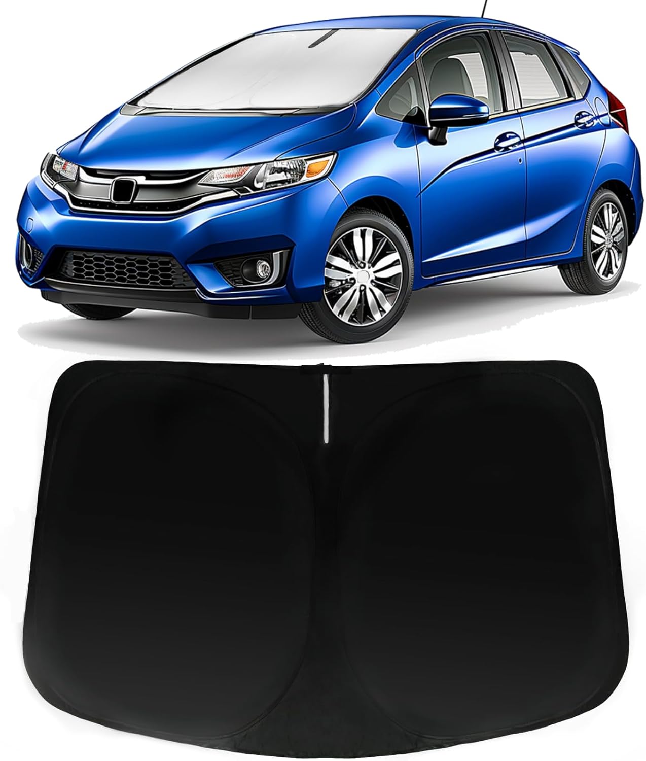Windshield Sun Shade for Honda Fit EX EXL Sport Engine 2015-2023 2024, Car Front Window Sunshade with 240T Sun Visor Protector Blocks UV Rays Heat Sun Shield Accessories For FIT 2021-2024