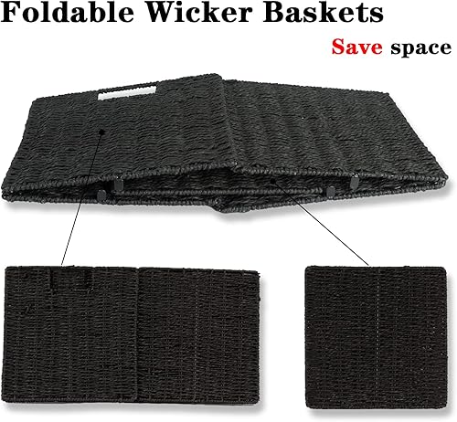 Miniatura 7 de Vagusicc Cesta de almacenamiento de mimbre, juego de 4 2 unidades de 9 pulgadas + 2 paquetes de 11 pulgadas cestas de mimbre tejidas a mano para