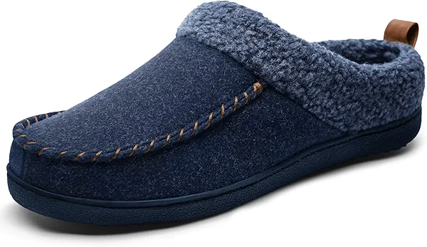 MIXIN Mens Slippers Slip On House Shoes for Men Indoor Warm Fluffy Memory Foam Moccasins with Anti-Slip Sole