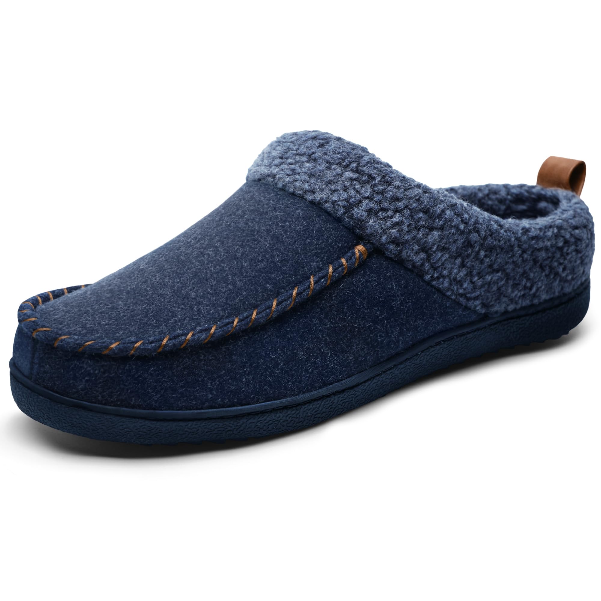 MIXIN Mens Slippers Slip On House Shoes for Men Indoor Warm Fluffy Memory Foam Moccasins with Anti-Slip Sole