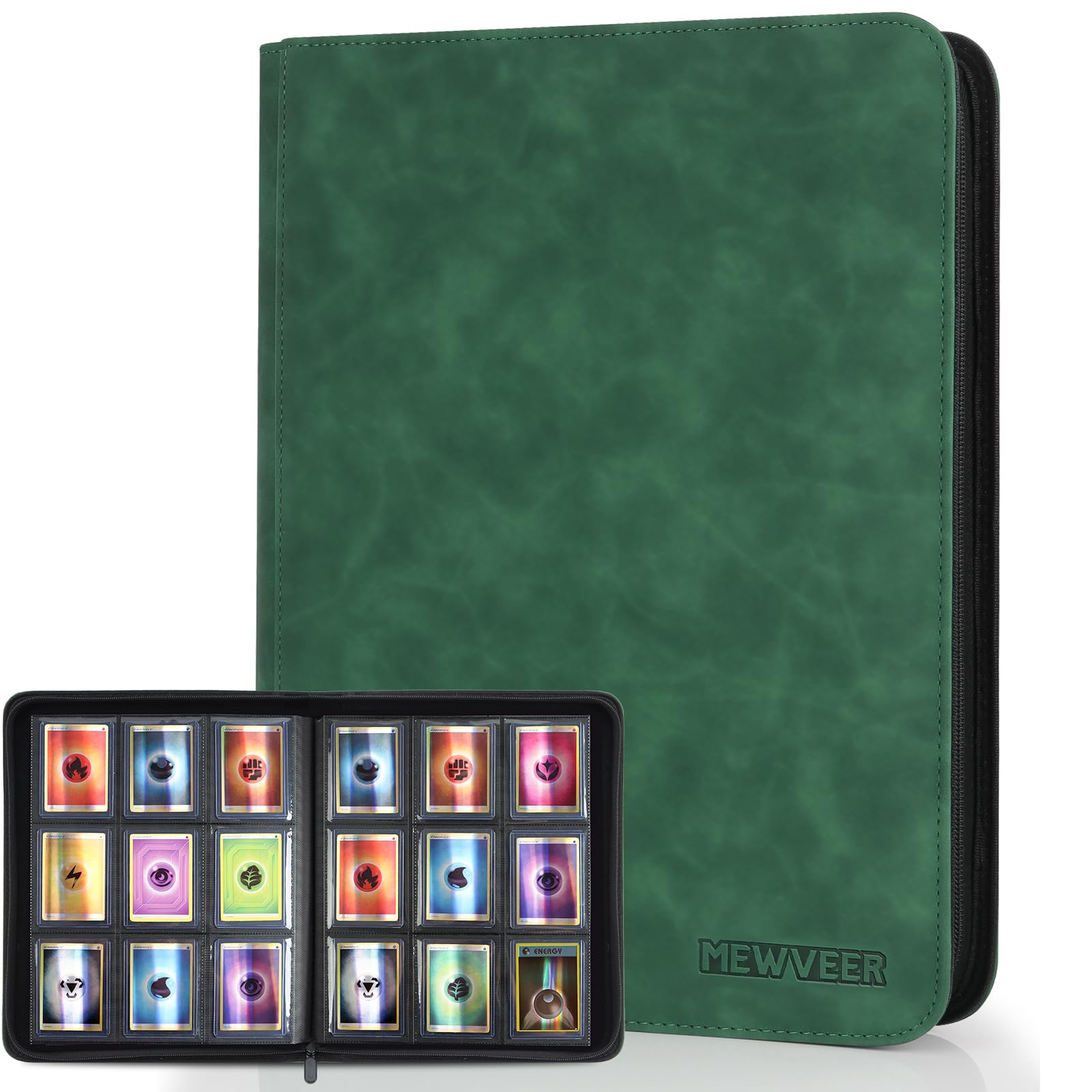Raccoglitore Carte, Album Top Loader Card Binder Contiene 252 Top Loaders, 9 Tasche, Raccoglitori Carte Collezionabili per Carta YGO/MTG/TCG, Verde Scuro (Non per carte SENZA un Top Loader)