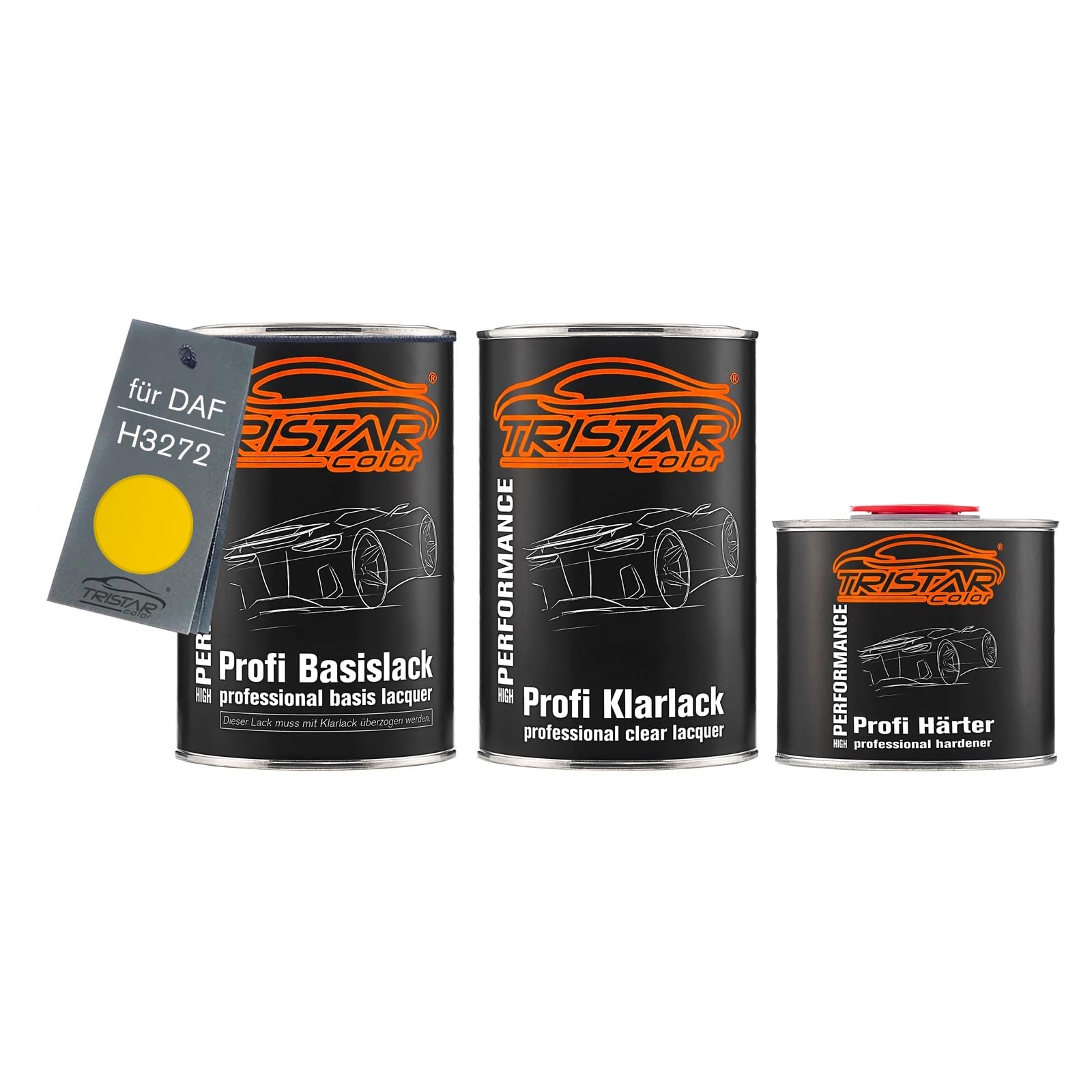 TRISTARcolor Lakier samochodowy Zestaw puszka gotowa do natrysku dla DAF H3272 Citrus Yellow Trucks lakier bazowy + 2K lakier bezbarwny 2,5L