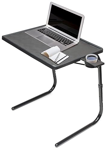 Table Mate II Folding TV Tray Table and Cup Holder with 6 Height and 3 Angle Adjustments the Original TV Tray (Black) - Black - Table-Mate II