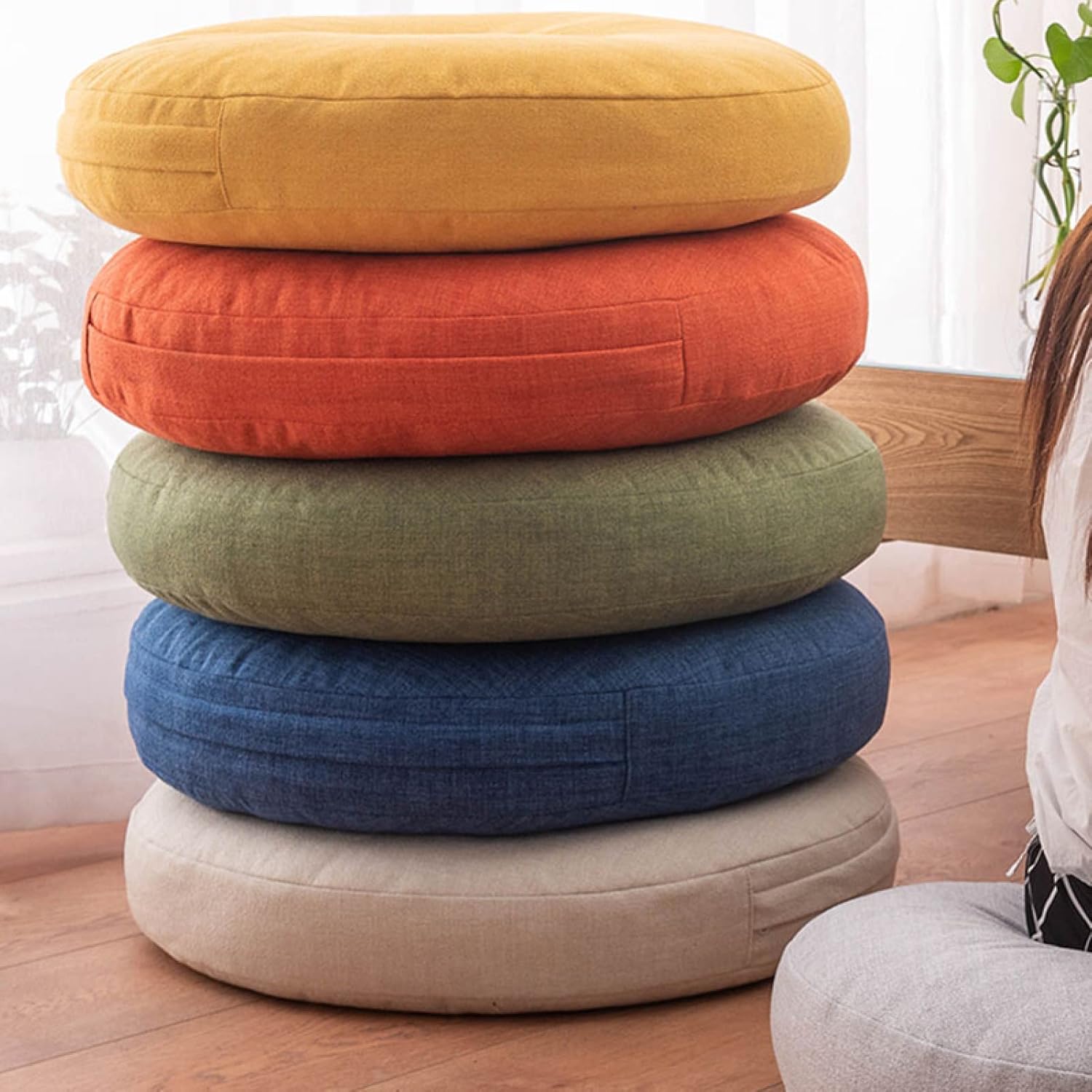 【2/15限定！全品10%OFFクーポン配布中】 座布団 クッション 丸 低反発 座椅子 座イス おしゃれ 円形 フロアクッション 極厚 15cm厚  角型 四角 正方形 洋室 和室 北欧 モダン シンプル テレワーク かわいい 低反発リビング座布団 ライトグリーン アイボリー ブラウン | ... 座布団 丸型 高反発 50*50cm グリーン クッション ざぶとん おしゃれ 特大 K50*50cm 圧力を和らげ 無地 厚手 シ