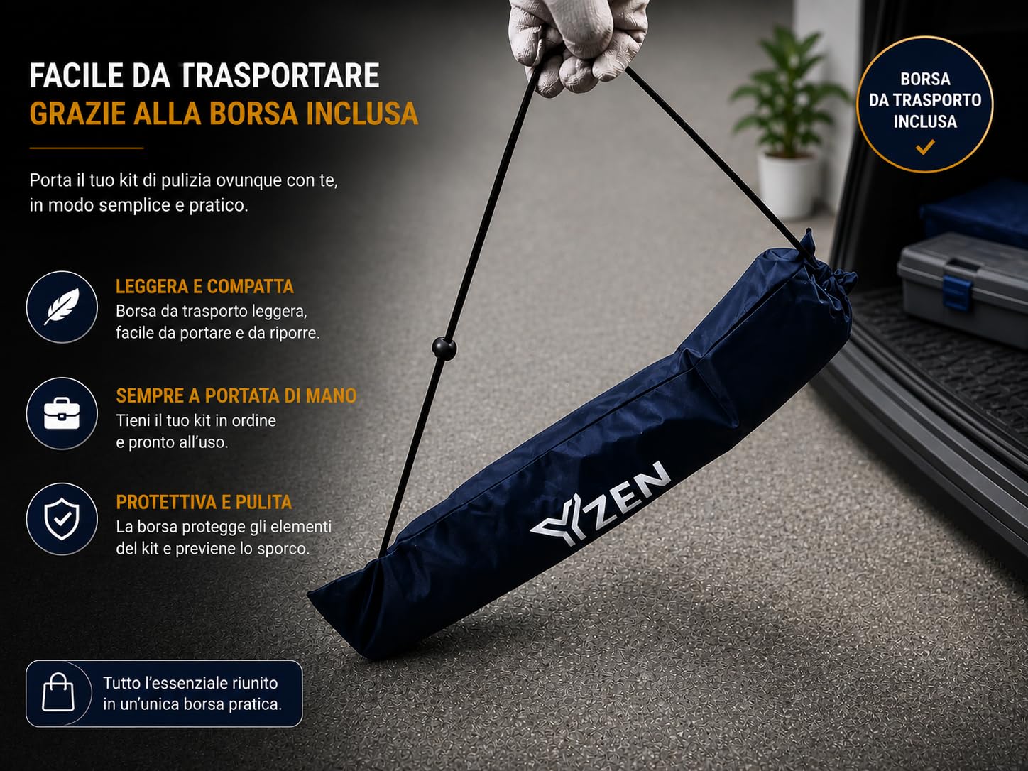 Kit pulizia stufa a pellet 9 m PROKIT + E-book, scovoli 80/100 mm, 15 aste flessibili, adattatore M12, guanti antiscivolo, occhiali, borsa e spazzola