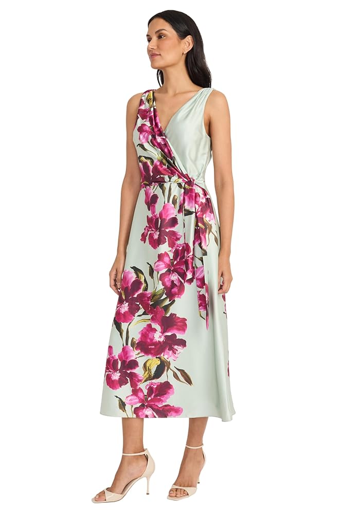 Maggy London 半袖チューリップヘムミディドレス Maggy London Women's Tulip Sleeve Shark Bite Hem Midi Dress
