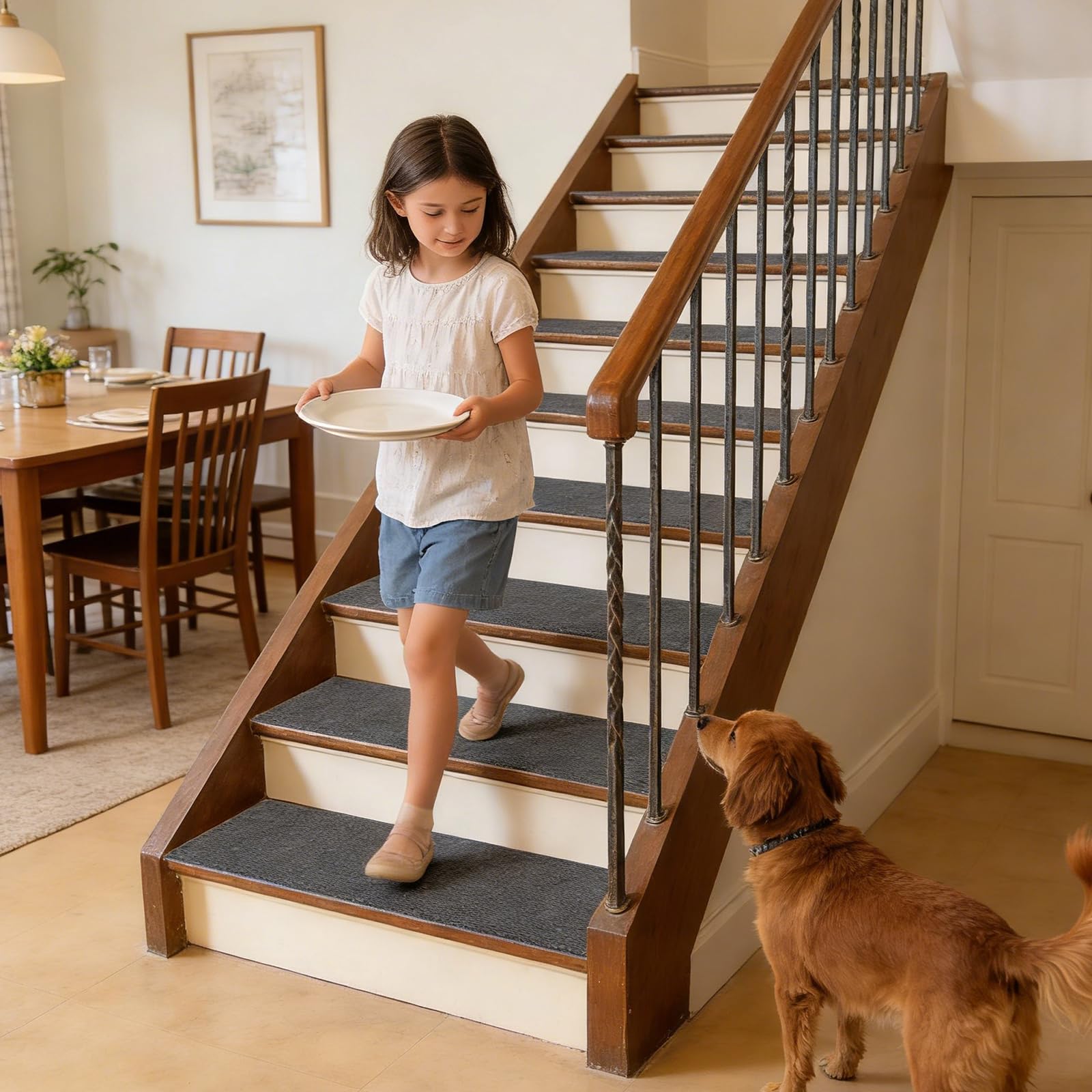 Alfombras de escalera recortables para evitar resbalones de niños y mascotas en el hogar