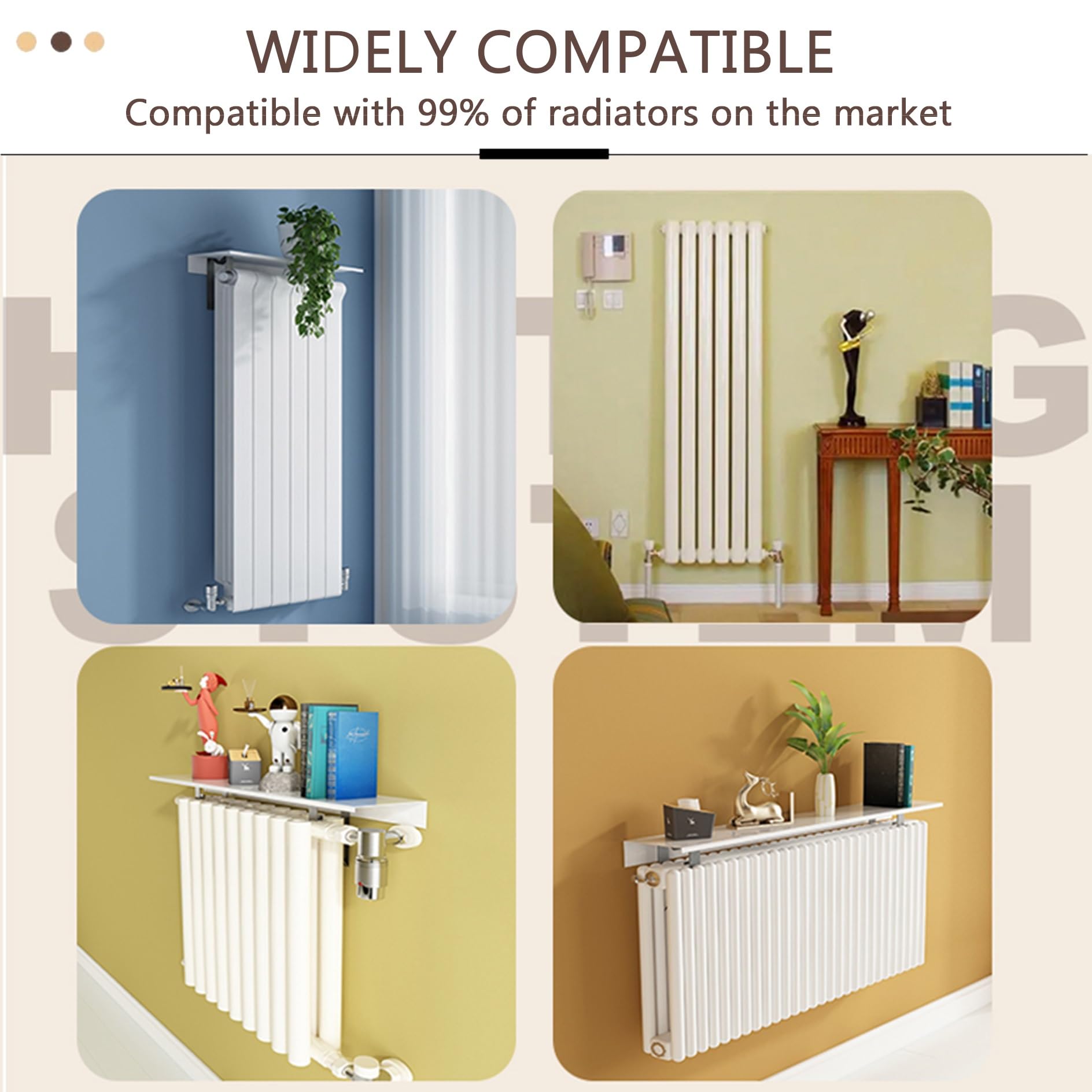 Mensola per termosifone bianca, 40140 cm, design moderno, senza trapano, antipolvere, perfetto per soggiorni, cucine e uffici (L40 cm)