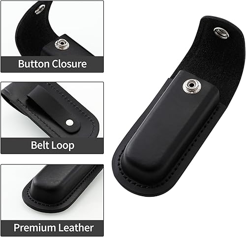 Miniatura 2 de Funda para navaja de bolsillo, bolsillo plegable de 4 pulgadas, funda portátil de cuero para cuchillos con cierre a presión y trabilla para