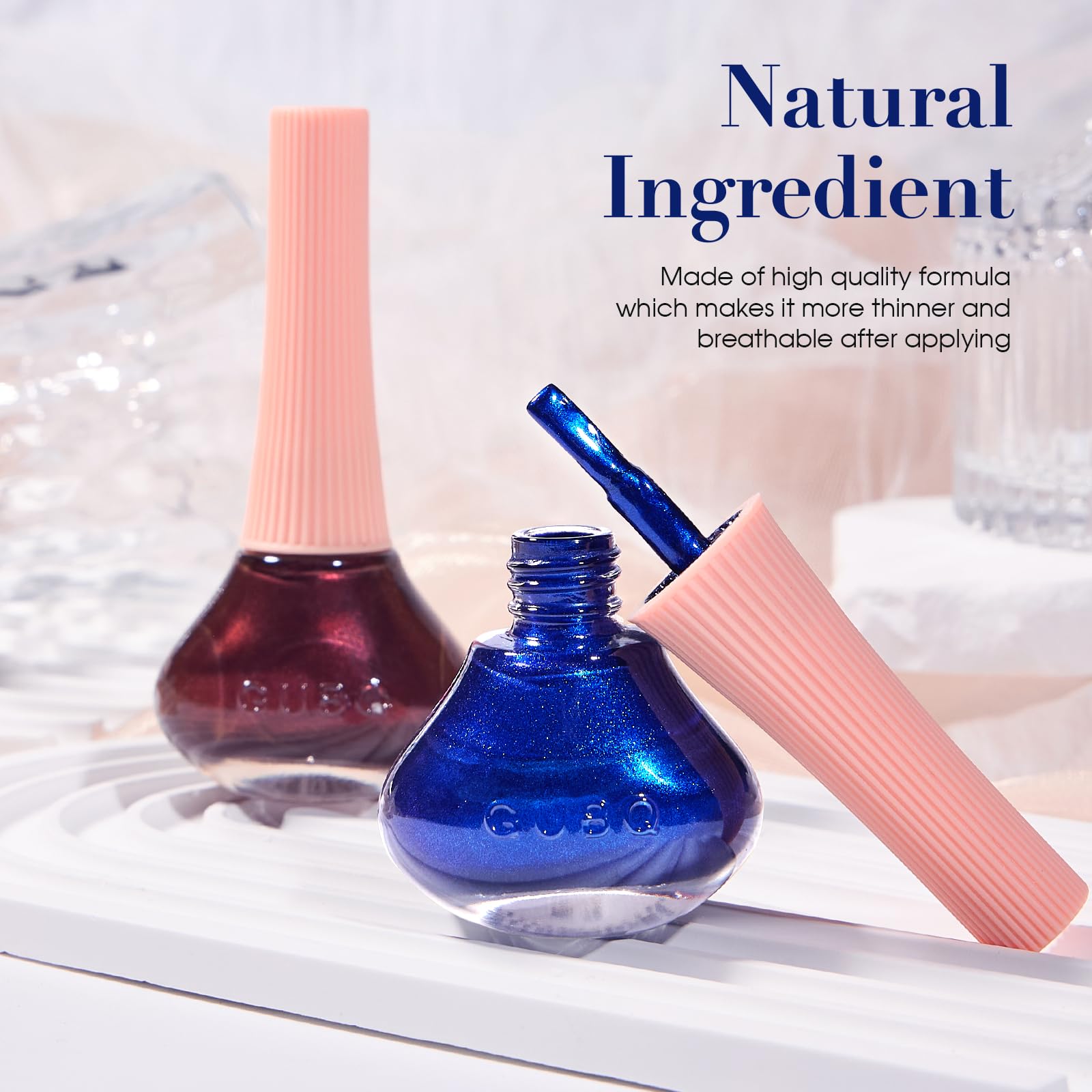 COSMOO Royal Blue Nail Polish 12ml, Shimmer Quick Dry Nail Lacquer, High Glossy Super Lustrous Nail Enamel Polish, Iridescent Ultrachrome Art Varnish, 0.41 fl oz