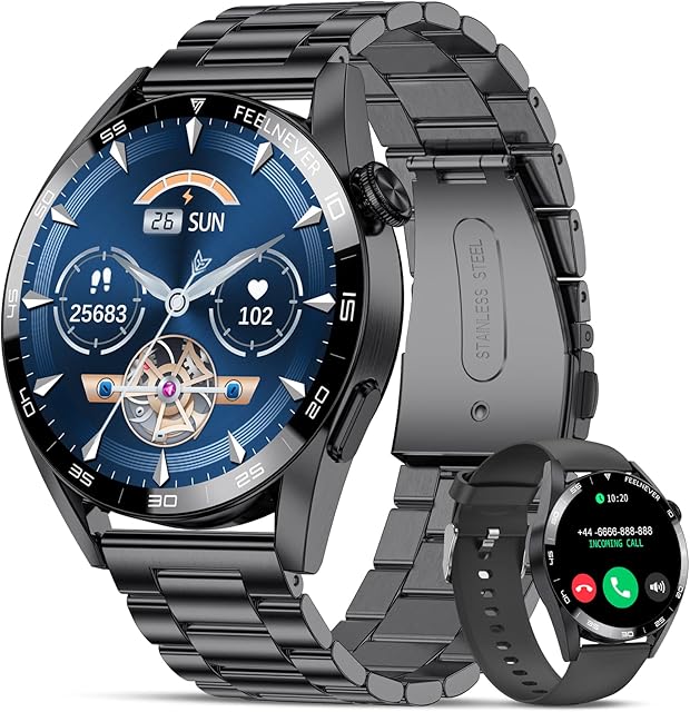 LIGE Smart Watch for Men Make and Answer Voice Calls Chat,1.32'' HD Sports Fitness Tracker with Heart Rate Blood Pressure Sleep Monitor,IP67 Waterproof Pedometer Men's Smartwatch for iOS Android