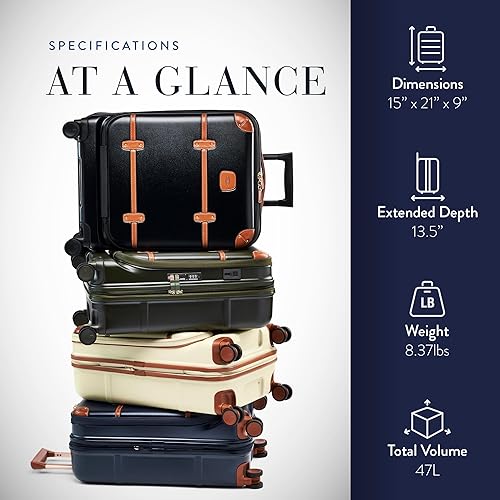 Miniatura 5 de Bric's Bellagio 2.0 Maleta giratoria - Maleta rígida de lujo con ruedas grandes, mango telescópico, detalles de cuero, maleta con ruedas para viajes