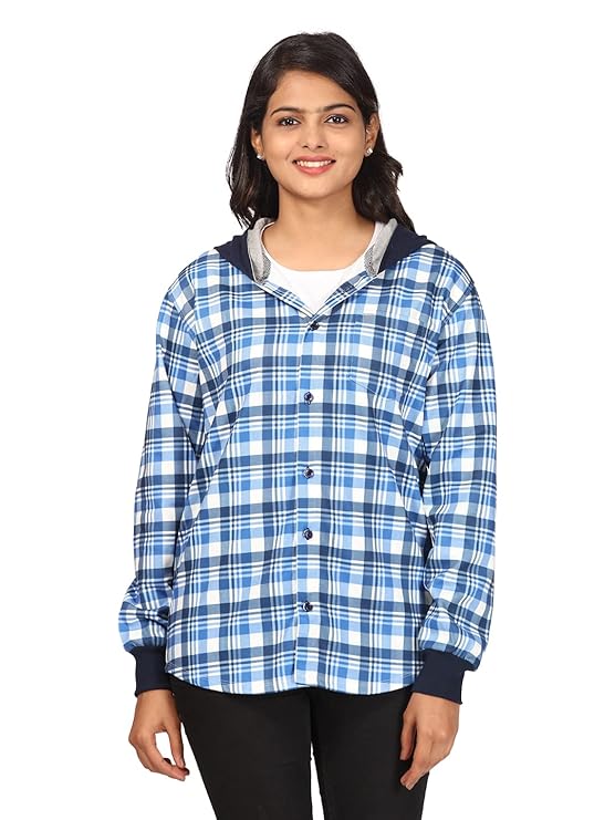 Womens Regular Fit Printed Brushed Fleece Hooded Sweatshirt/Jacket