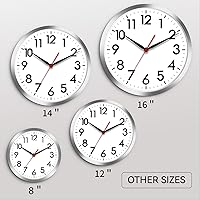 Vista 2 de AKCISOT Reloj de pared silencioso de 10 pulgadas, funciona con pilas, sin tictac, moderno reloj plateado decorativo para cocina, baño, dormitorio