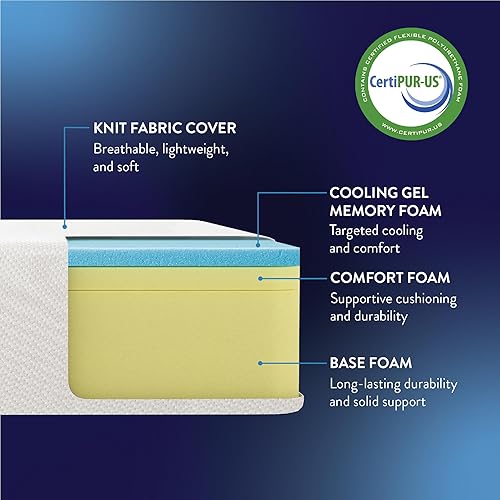 Miniatura 43 de Mellow Colchón de espuma viscoelástica con infusión de gel refrescante de 14 pulgadas, sueño firme medio y funda de tela transpirable, tamaño
