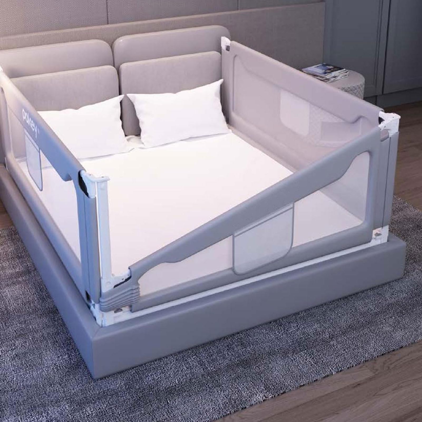 HUHJYUGE Bed Rail Guard, Barandilla de Cama para Niños, Barrera de Seguridad para Cama Bebé, Protección Anticaídas, Altura Regulable, para Muchos Tipos de Cama (A 1.2m)